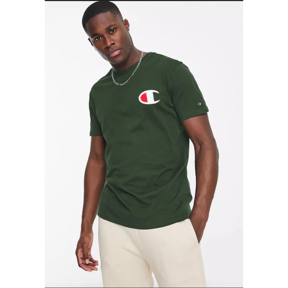 Champion Shirt Men's Size XL Dark Green Big C Logo Short Sleeve Tee T-shirt